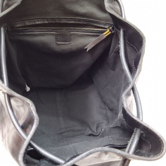Madewell Black Leather Front Pocket Drawstring Large Backpack main image 13